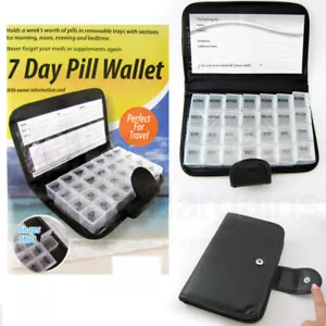 Deluxe 7 Day Pill Organizer Dispenser Box In Wallet Travel Case Weekly Medicine - Picture 1 of 1