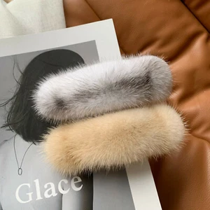 Women's Girls Popular Real Mink Fur Hair Clip bobby Pin Hairpin Hair Accessories - Picture 1 of 20
