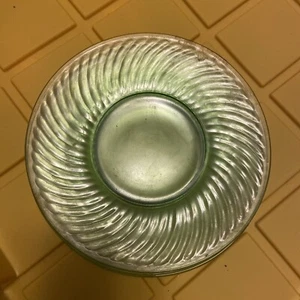 3 Green Depression Glass Optic Swirl Saucers Salad plates UV Glows 8 In - Picture 1 of 1