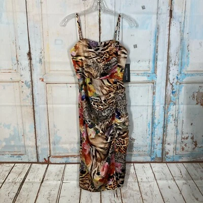 Marciano Women’s “Ellery” Wildflowers Fall Print Dress Size 4 Ruched  Side Bodyc - Image 1 of 4