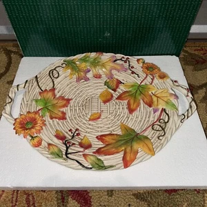 Fitz and Floyd Classics Harvest Heritage Leaves 19" x 15" Oval Serving Platter - Picture 1 of 6