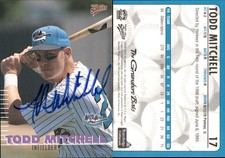 Todd Mitchell Signed 2000 Multi-Ad Greensboro Bats #17 Card Auto AU