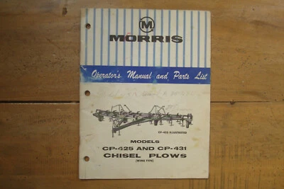 Morris Chisel Plows 1973 CP425 y CP431 manual del operador y lista de piezas Foto 1 de 4