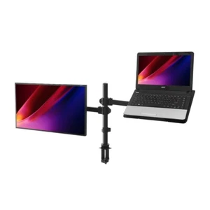 Adjustable TV/Monitor Dual Arm Desk Mount with Laptop Tray for 13-27" Screens - Picture 1 of 7