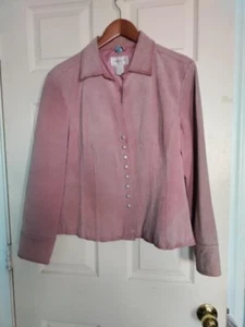 Pink short ladies suede jacket size Large - Picture 1 of 1