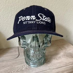 Vintage Penn State Nittany Löwen einzeilige Schrift Sport Spezialitäten Druckknopflasche Wolle - Bild 1 von 17