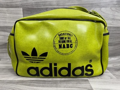 VINTAGE 1970S ADIDAS LIME GREEN GYM BAG NABC YUGOSLAVIA 4032 RARE BASKETBALL - Image 1 of 4