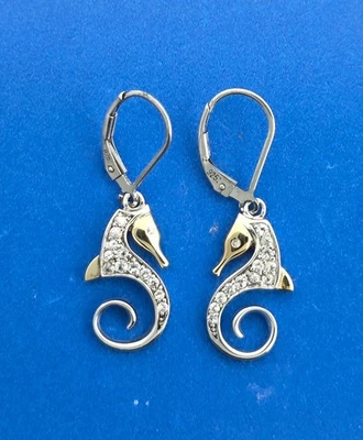 Brincos de cavalo-marinho Steven Douglas, prata esterlina/14K - Imagem 1 de 4