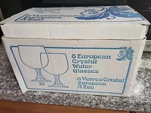 Vintage Europäische Kristall Wasserkelch Gläser Set 6" Hoch Nie Benutzt! - Bild 1 von 5