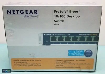 Настольный коммутатор Netgear FS108 ProSafe 8 портов 10/100 настольный НОВЫЙ - Изображение 1 из 3