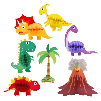  7 Pcs Honeycomb Paper Decorations Party Cartoon Dinosaur Table Centerpieces - Image 1 of 4