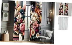Modern Window Curtains, Colorful Jumble of Garden Aura Leafy Spring Floral on - Picture 1 of 4