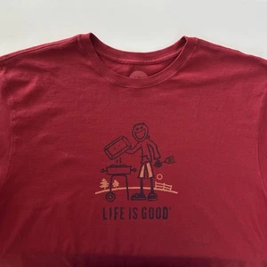 Camiseta Life Is Good Grilling Dad Para Hombre Talla XL Roja Calce Clásico Algodón Cuello Redondo - Imagen 1 de 9