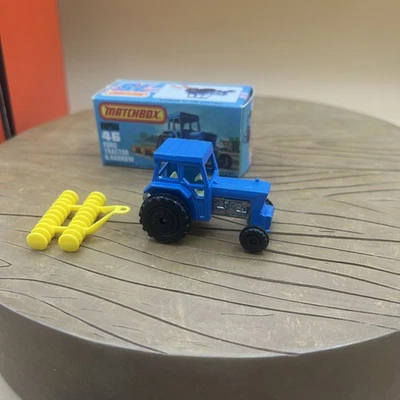 Lesney Matchbox Superfast No. 46 Ford Tractor And Harrow 1978 Blue England W/Box - Image 1 of 4
