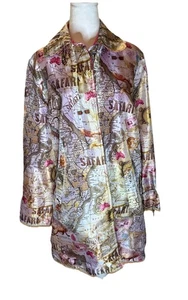 Mycra Pac Now Donatella Style Reversible Travel Raincoat M/L Map Print USA - Picture 1 of 15