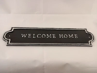 Letrero de bienvenida a casa blanco y negro Hearth & Hand con magnolia de metal fundido 18” X 4” Foto 1 de 4