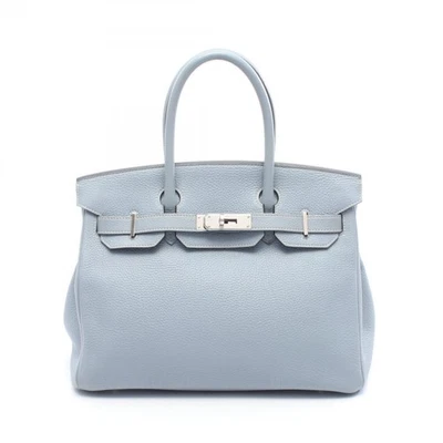 Bolso de Mano HERMES Birkin 30 Togo Cuero Lino Azul Usado Mujer P SHW Foto 1 de 4