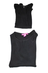 BCBGMAXAZRIA Women's Scoop Neck Short Sleeves Blouse Black Size S Lot 2 - Picture 1 of 5