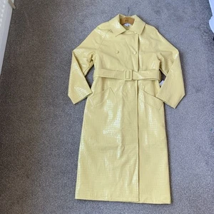 Top Shop primrose yellow patent trench coat Size 6 NEW - Picture 1 of 6