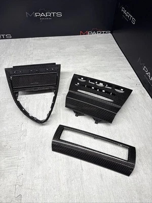 06-07 OEM BMW E63 E64 M6 Front Dash Center Console Carbon Trim 3pc Set - Imagem 1 de 4
