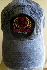 New Outlaw Skull Flames Stitched Hat Cap Adjust Closure Biker Motorcycle - Picture 1 of 3