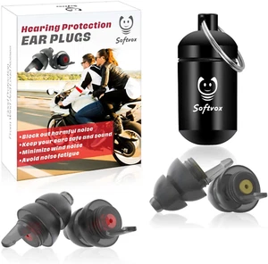 Motorcycle Ear Plugs, 2 Pack Hearing Protection Reusable Ear Plugs for Motor - Picture 1 of 7