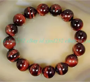 Schönheit 12 mm Natürlich Rot Tigerauge Rund Edelstein Perlen Elastisch Armband 7,5 Zoll - Bild 1 von 4