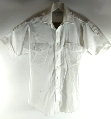 Camisa Blanca De Hombre Van Heusen The Aviator De Mangas Cortas Talla S 15.5 - Imagen 1 de 4