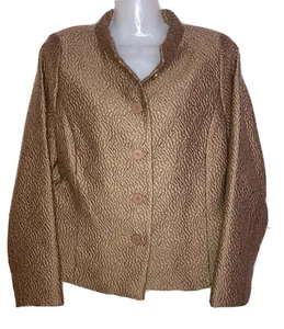 Doncaster Womens Brown Tan Animal Print Size 10 M Wool Blend Jacket Lined Pocket - Picture 1 of 9