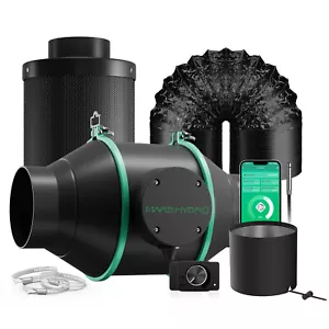 Mars Hydro Smart Kit Ventilateur en Ligne 4" + Filtre à Carbone pour Tente de Culture - Photo 1/8