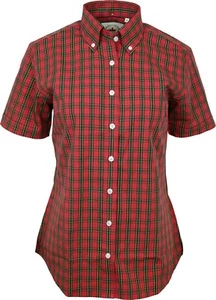 Relco Womens Red Tartan Check Short Sleeve Button Down Collar Shirt Skin Mod NEW - Picture 1 of 4