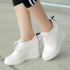 Womens Roman Round Toe Platform Hidden Heels Lace Up Sneakers Ankle Boots Shoes