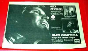 Glen Campbell Try A Little Kindness Vintage ORIG 1970 Press/Mag ADVERT 13"x 8.5" - Imagen 1 de 3