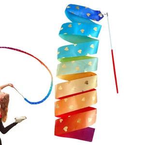 Gym Dance Ribbon 6.56ft Rhythmic Art Gymnastic Streamer Baton Twirling Rod - Picture 1 of 12