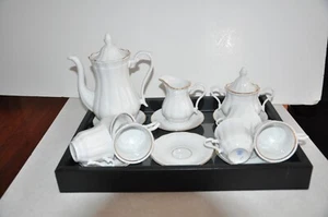 Serv for 6 Vintage Tea Set Made in Poland Walbrzych A.D. 1845 Gold Trim - Picture 1 of 9