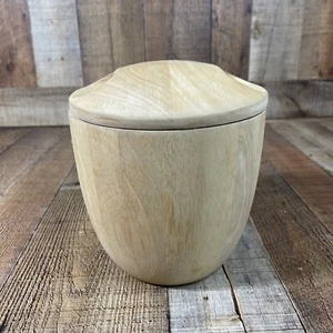 Crate & Barrel Butcher Block Wooden Ice Bucket Heavy Light Wood Modern Design - Picture 1 of 12