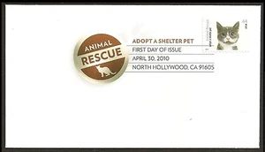 US 4456 Adopt a Shelter Pet Grey white & tan cat DCP FDC 2010 - Picture 1 of 1