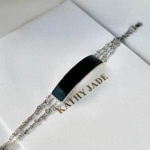 【KATHY JADE】 Bracciali di giada giadeite nero smeraldo《Grado A》 - Foto 1 di 1
