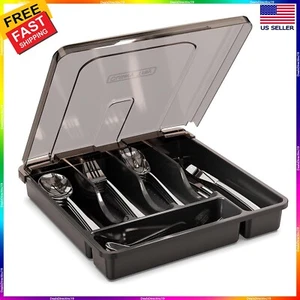 Kitchen silverware organizer drawer tray cutlery storage flatware holder plastic - Picture 1 of 6