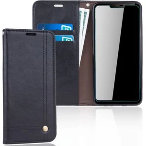 LG G7 Etui na telefon komórkowy Futerał ochronny Case Flip Cover Wallet Futerał Etui Czarne - Zdjęcie 1 z 5