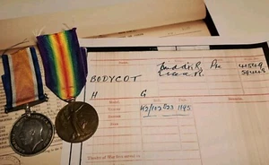 WW1 British War & Victory Medal, Pte Bodycot, 1st Middlesex & Essex Regiment - Bild 1 von 4
