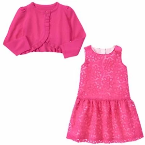Gymboree 2T EIERJAGD FUCHSIA PINK ORGANZA SCHLEIDKLEID & GESCHNITTENE STRICKJACKE - Bild 1 von 2