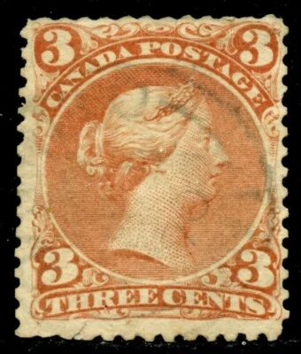 Canada Scott 25  3c Large Queen Red on Wove Paper - Image 1 of 2