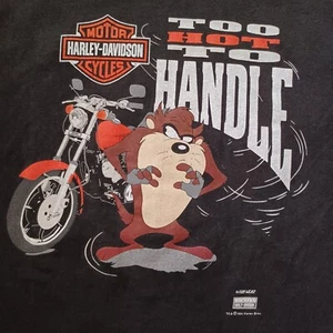Vtg Taz Harley Davidson Shirt XXL Black Too Hot To Handle Single Stitch 94 USA - Picture 1 of 14