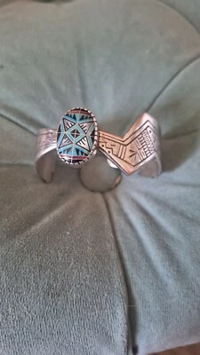 Roderick and Marilyn Tenorio (RMT) Signed Mosaic Inlay Sterling Silver... - Image 1 of 3