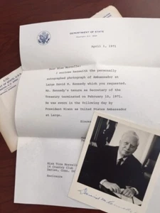DAVID M. KENNEDY SIGNED PHOTO NIXON'S SEC. OF TREASURY & AMBASSADOR TO NATO - Picture 1 of 1