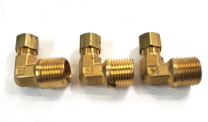 PARKER 90 DEGREE BRASS UNION COMPRESSION 3/8" X 9/16-24 X 13/16-14 LOT OF 3 - Picture 1 of 8
