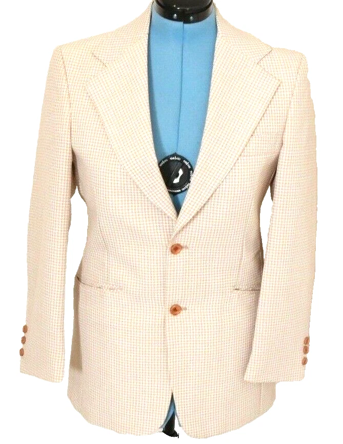 Vtg Levi's Panatela Brown Plaid Shoulder Pad 2-Button Blazer Jacket Women's M/L - Изображение 1 из 4