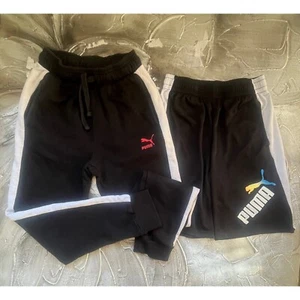 Puma Youth Athletic Pair/Set Of Joggers & Shorts-Black & White -Size M (10-12) - Picture 1 of 10