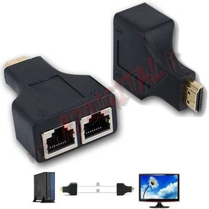 CONVERTITORE da HDMI 1080p 3D MASCHIO a RETE LAN RJ45 FEMMINA PROLUNGA ETHERNET - Picture 1 of 1